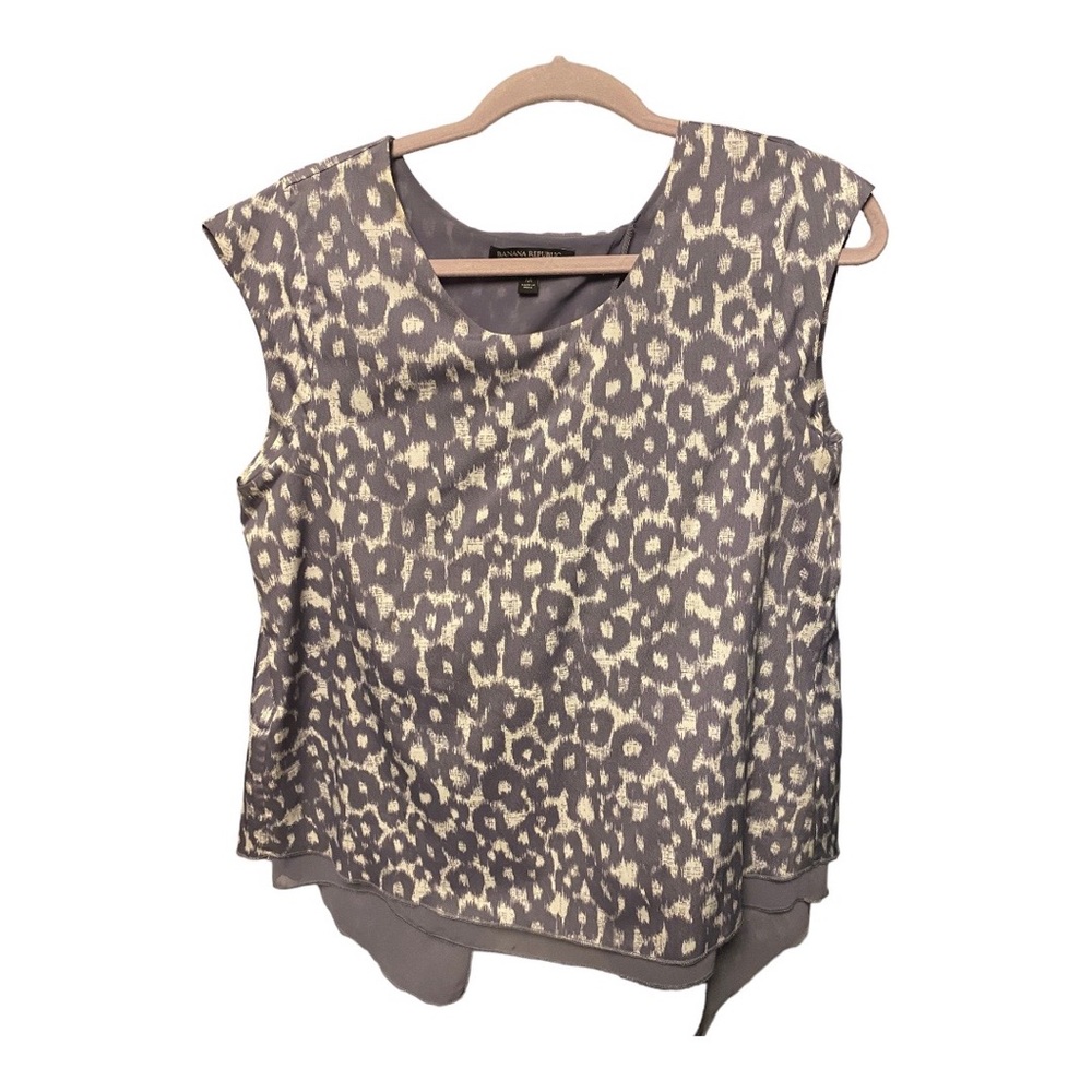 Banana Republic High Crew Neck Split Back Flowy Blouse Size M Silky Material